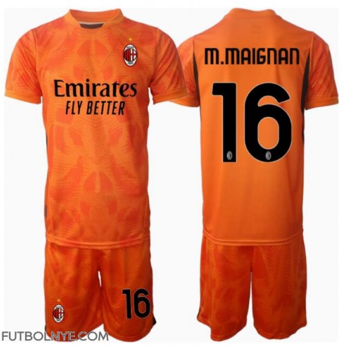 Camiseta AC Milan Mike Maignan #16 Portero Visitante Equipación para niños 2024-25 manga corta (+ pantalones cortos)
